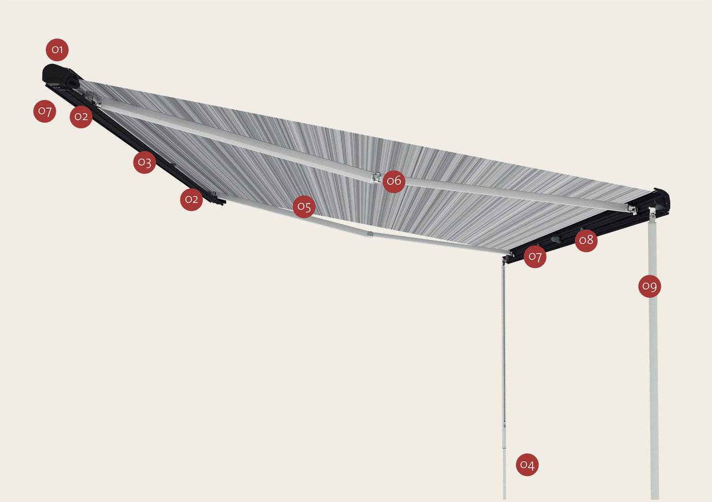 Fiamma F80s 290 Deep Black Awning - Royal Grey Canopy. 07831A01R
